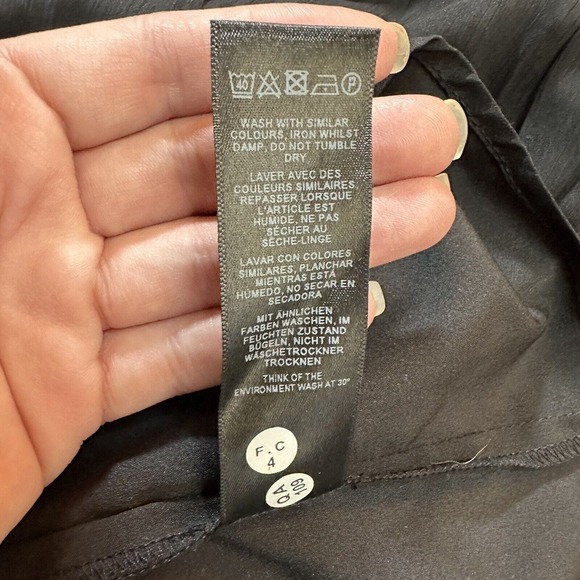 ASOS Black Pleated Chiffon‎ Blouse Open Back Tie size 4 - Picture 8 of 8